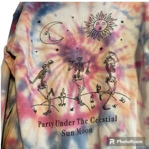 Pink and Blue Tie-Dye Oversized Relaxed Sweatshirt